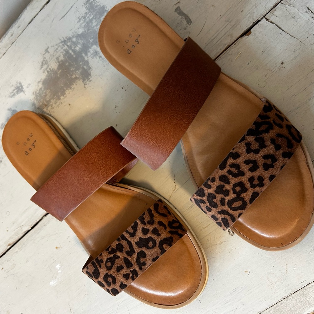 A New Day Women's Brown Leopard Sandals